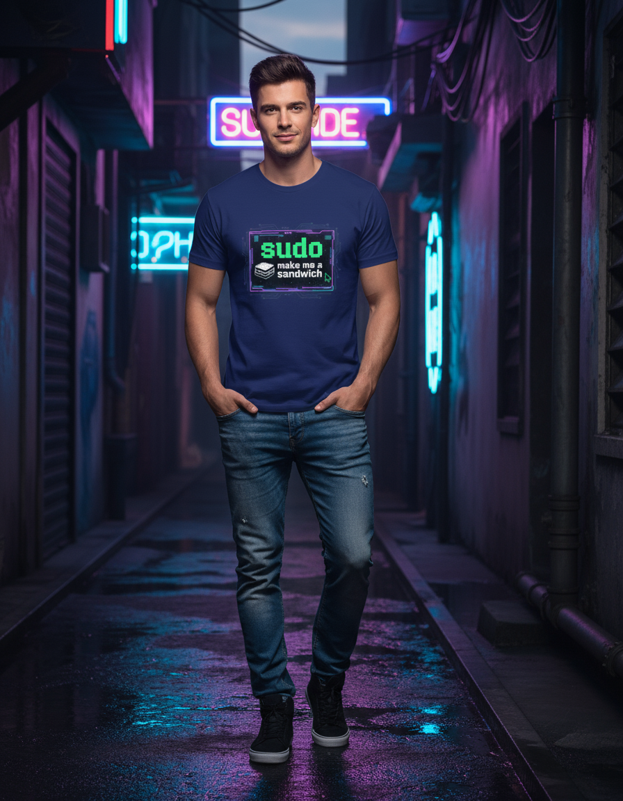 Sudo Make me Sandwich Classic Crew T-Shirt For Men - Royal Blue