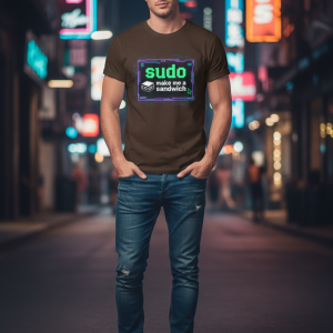 Sudo Make me Sandwich Classic Crew T-Shirt For Men - Coffee Brown