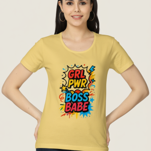 Girl PWR BOSS BABE Women's Classic T-Shirt - Yellow